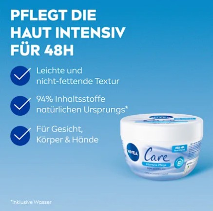 Kem dưỡng ẩm Nivea Care Intensive Pflege chống khô da nứt nẻ, 200ml Kem dưỡng ẩm Nivea Care Intensive Pflege chống khô da nứt nẻ, 200ml