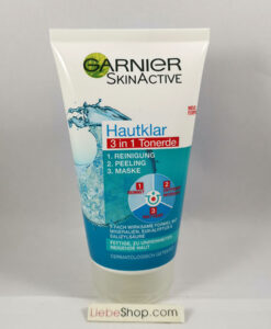 Sữa Rửa Mặt Garnier Hautklar 3in1: Rửa mặt + Tẩy da chết + Mặt nạ, 150ml