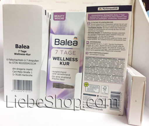 Balea 7 Tage Wellness Kur - tinh chất dưỡng da liệu trình 7 ngày trẻ hoá làn da, 7 ml (mẫu mới)