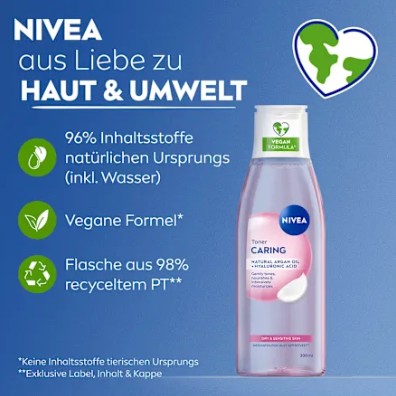 Nước hoa hồng Nivea Toner Pflegend cho da khô và da nhạy cảm, 200ml Nước hoa hồng Nivea Toner Pflegend cho da khô và da nhạy cảm, 200ml
