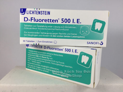Vitamin D-Fluoretten 500 I.E bổ sung D3 cho trẻ sơ sinh và trẻ nhỏ, 90 viên