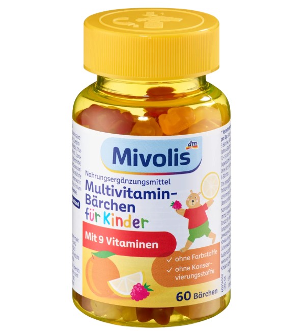 Kẹo vitamin trẻ em Mivolis Multivitamin-Bärchen, 60 viên