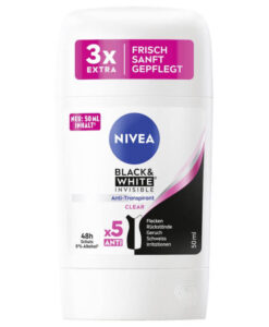Sáp khử mùi NIVEA Invisible Black & White Clear, 50ml - không gây ố vàng áo