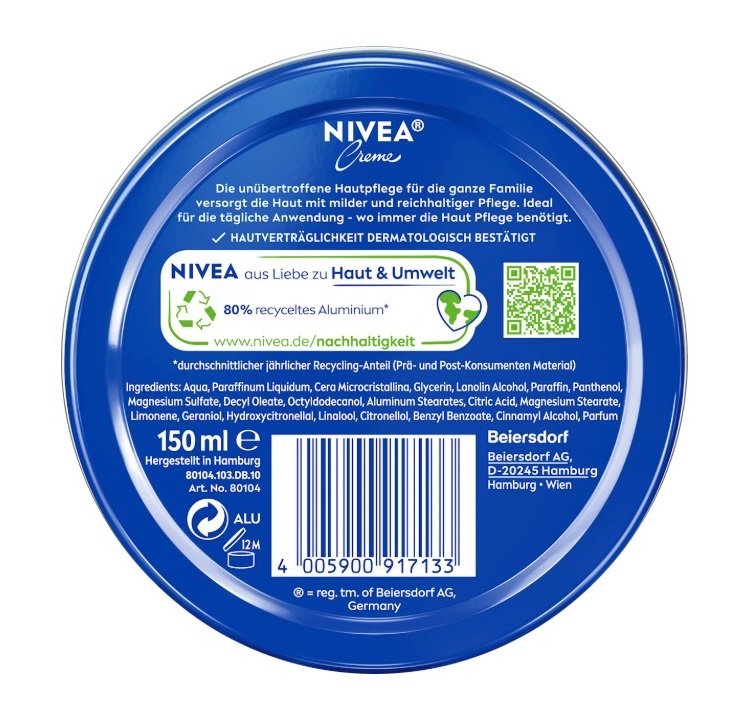 Kem dưỡng ẩm Nivea Creme, 150ml Kem dưỡng ẩm Nivea Creme, 150ml