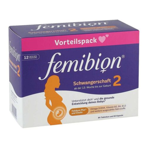 Vitamin tổng hợp cho bà bầu FEMIBION 2 Schwangerschaft - cho bà bầu từ tuần 13, dùng trong 12 tuần (2x84 viên)
