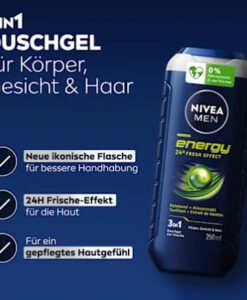 Tắm gội nam NIVEA MEN Energy, 250 ml