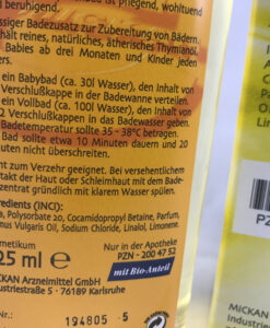 Dầu tắm Babix Baby-Thymianbad chống cảm cúm, tăng sức đề kháng, 125 ml