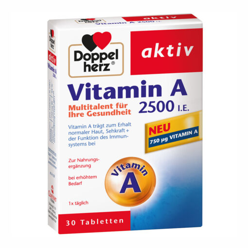 Viên uống bổ sung Vitamin A 2500 I.E. Doppelherz aktiv, 60 viên
