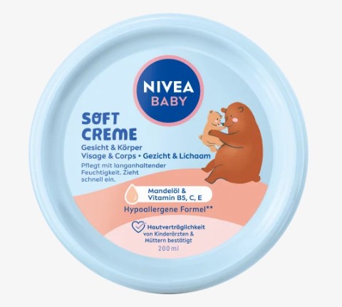 Kem dưỡng da Nivea Baby Soft Creme cho trẻ sơ sinh và trẻ em, 200ml