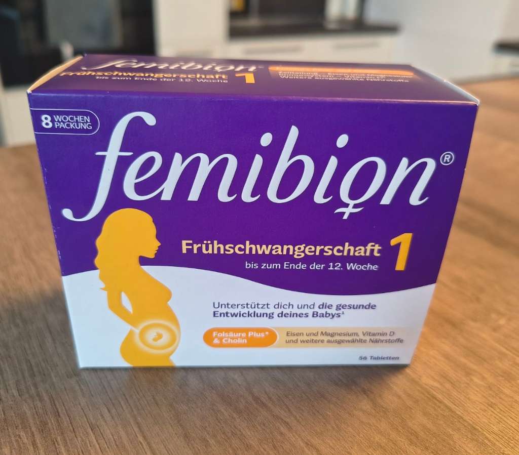 Vitamin bà bầu FEMIBION 1 Frühschwangerschaft - dùng từ khi mang thai đến tuần thứ 12, hộp dùng 8 tuần (56 viên)