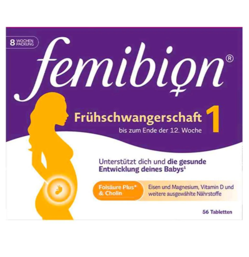 Vitamin bà bầu FEMIBION 1 Frühschwangerschaft - dùng từ khi mang thai đến tuần thứ 12, hộp dùng 8 tuần (56 viên)