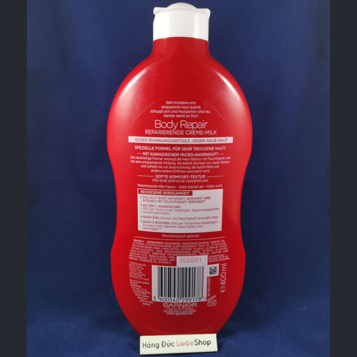Sữa dưỡng thể GARNIER Body BodyRepair Reparierende Creme Milk cho da rất khô, 400ml