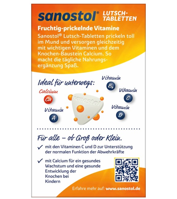 Viên ngậm Sanostol Lutsch-Tabletten bổ sung Canxi và Multi-Vitamin, 75 viên Viên ngậm Sanostol Lutsch-Tabletten bổ sung Canxi và Multi-Vitamin, 75 viên