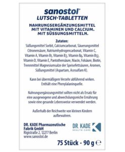 Viên ngậm Sanostol Lutsch-Tabletten bổ sung Canxi và Multi-Vitamin, 75 viên