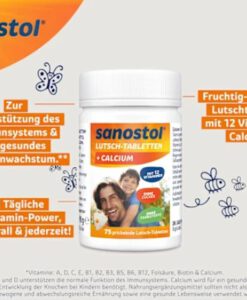 Viên ngậm Sanostol Lutsch-Tabletten bổ sung Canxi và Multi-Vitamin, 75 viên