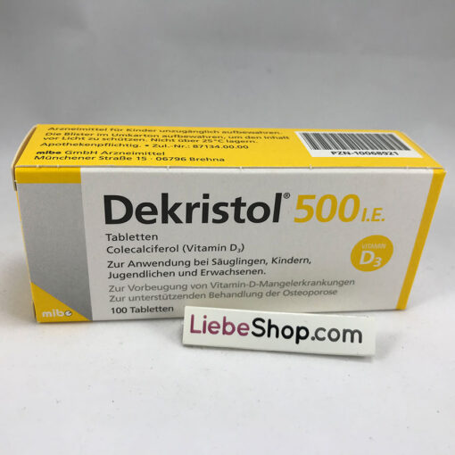Dekristol 500 I.E bổ sung Vitamin D3 chống còi xương, loãng xương, 100 viên