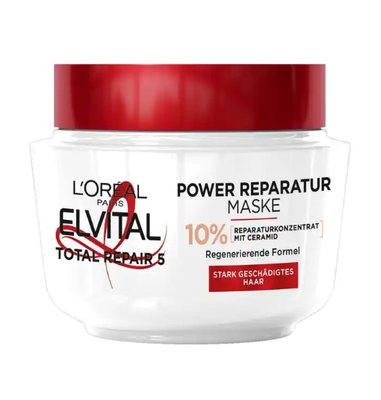 Kem ủ tóc Loreal Paris Elvital Total Repair 5 Reparatur-Maske phục hồi tóc hư tổn, 300 ml