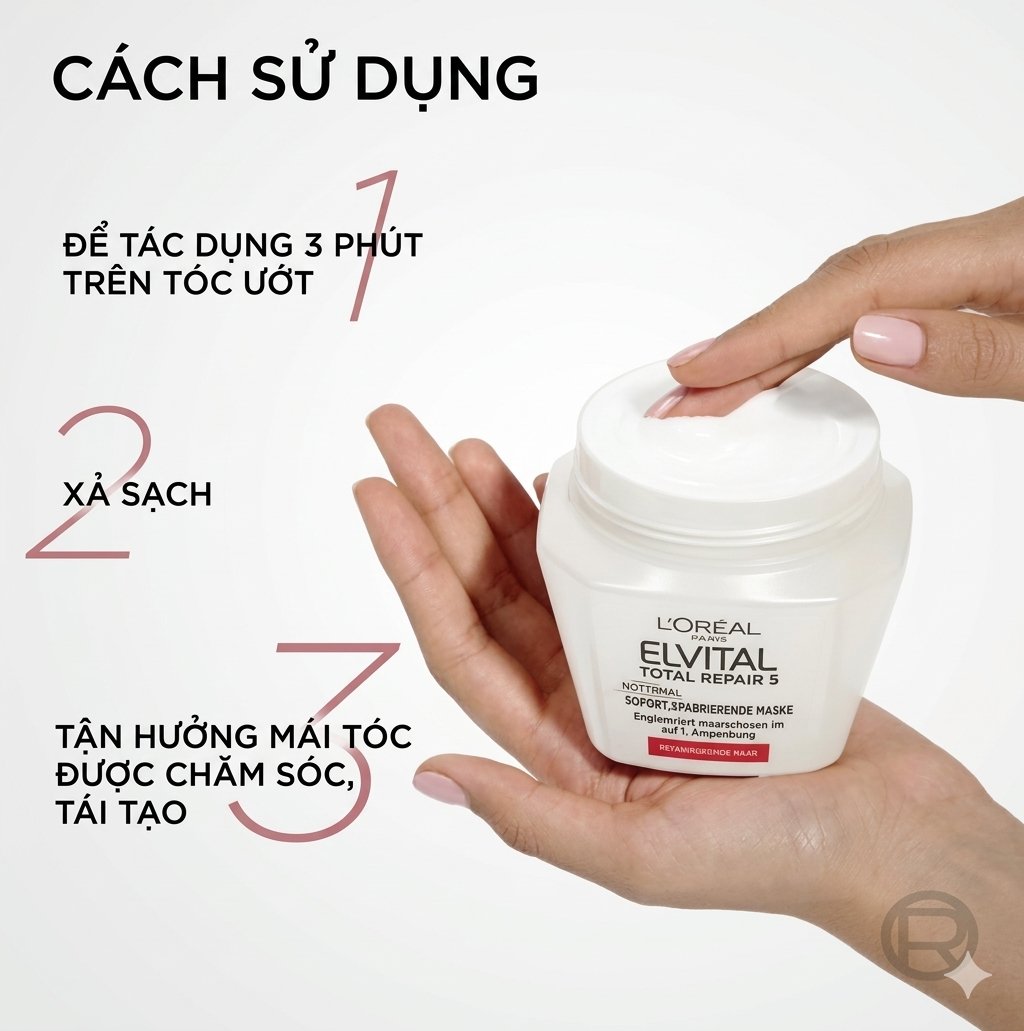 Kem ủ tóc Loreal Paris Elvital Total Repair 5 Reparatur-Maske phục hồi tóc hư tổn, 300 ml Kem ủ tóc Loreal Paris Elvital Total Repair 5 Reparatur-Maske phục hồi tóc hư tổn, 300 ml