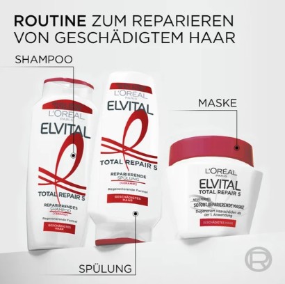 Kem ủ tóc Loreal Paris Elvital Total Repair 5 Reparatur-Maske phục hồi tóc hư tổn, 300 ml Kem ủ tóc Loreal Paris Elvital Total Repair 5 Reparatur-Maske phục hồi tóc hư tổn, 300 ml