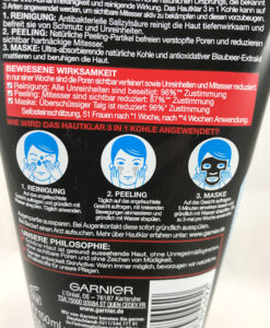 Sữa rửa mặt Garnier Hautklar 3in1 Anti-Mitesser trị mụn đầu đen, 150 ml