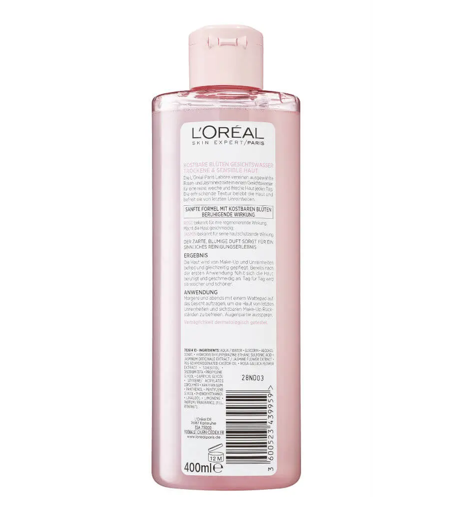 Nước hoa hồng Loreal Skin Expert kostbare Bluten Gesichtswasser cho da khô và nhạy cảm, 400ml Nước hoa hồng Loreal Skin Expert kostbare Bluten Gesichtswasser cho da khô và nhạy cảm, 400ml