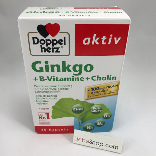 Viên uống bổ não Doppelherz Ginkgo + B-Vitamine + Cholin, 40 viên