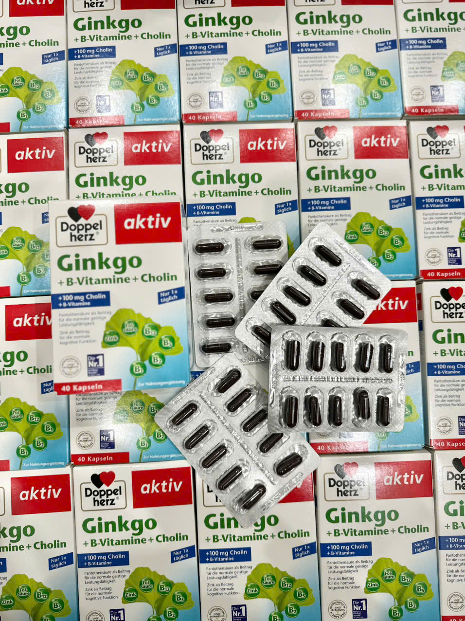 Viên uống bổ não Doppelherz Ginkgo + B-Vitamine + Cholin, 40 viên Viên uống bổ não Doppelherz Ginkgo + B-Vitamine + Cholin, 40 viên