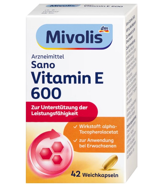 Viên uống Mivolis Sano Vitamin E 600, 42 viên