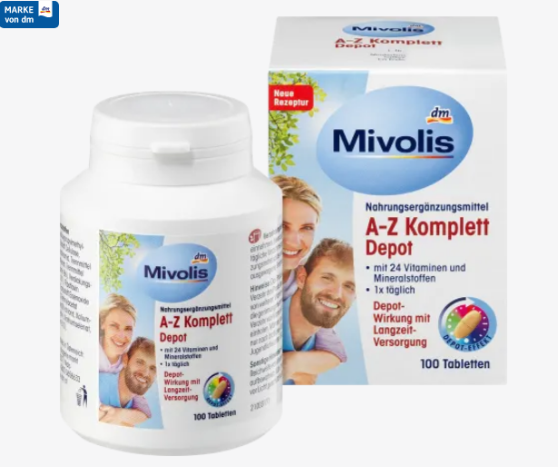 Vitamin tổng hợp Mivolis A-Z Depot bổ sung 24 vitamin và khoáng chất, 100 viên
