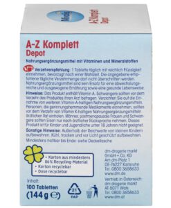 Vitamin tổng hợp Mivolis A-Z Depot bổ sung 24 vitamin và khoáng chất, 100 viên