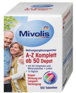 Vitamin tổng hợp Mivolis A-Z Depot ab50 cho người trên 50 tuổi, 100 viên