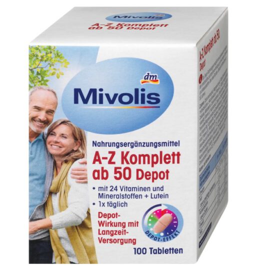 Vitamin tổng hợp Mivolis A-Z Depot ab50 cho người trên 50 tuổi, 100 viên