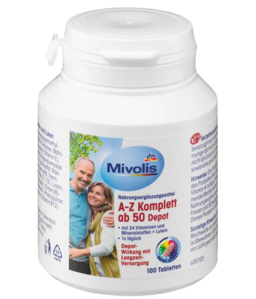 Vitamin tổng hợp Mivolis A-Z Depot ab50 cho người trên 50 tuổi, 100 viên