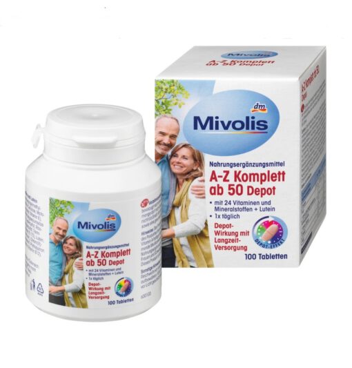 Vitamin tổng hợp Mivolis A-Z Depot ab50 cho người trên 50 tuổi, 100 viên