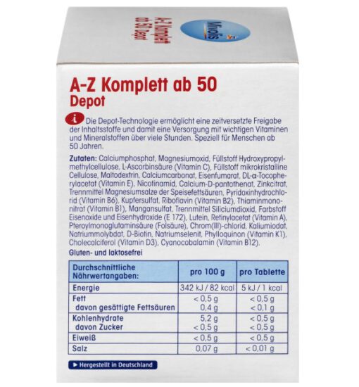 Vitamin tổng hợp Mivolis A-Z Depot ab50 cho người trên 50 tuổi, 100 viên