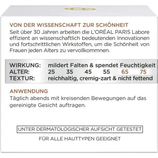 Kem dưỡng da Loreal Nachtcreme Anti-Falten Experte 65+ mờ nám giảm nếp nhăn ban đêm, 50ml