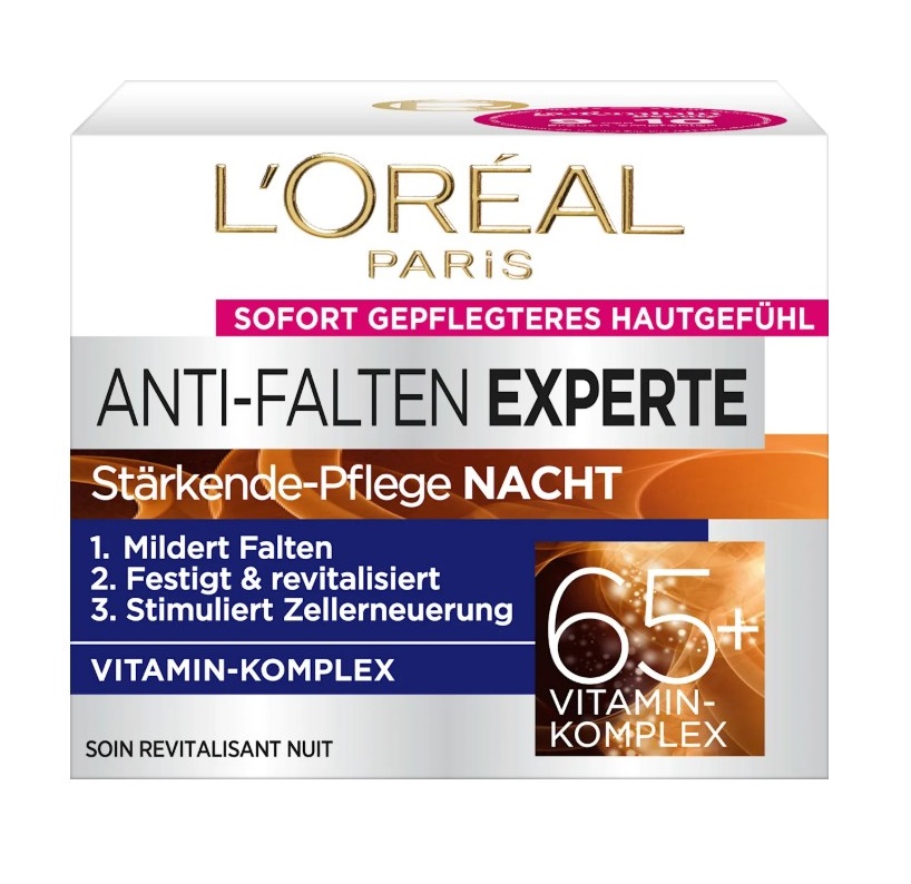 Kem dưỡng da Loreal Nachtcreme Anti-Falten Experte 65+ mờ nám giảm nếp nhăn ban đêm, 50ml