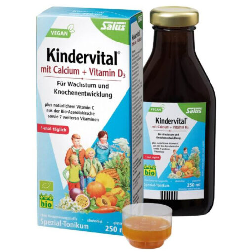 Siro Kindervital Bio bổ sung Canxi và Vitamin D3 cho bé, 250ml