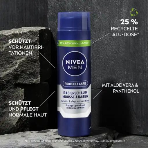 Bọt cạo râu NIVEA MEN Rasierschaum Protect & Care cho da thường, 200 ml