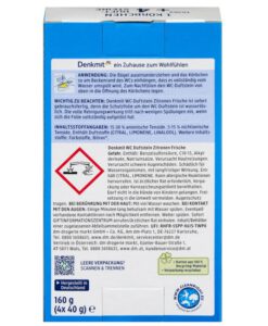 Viên thả bồn cầu Denkmit WC Duftstein Zitronen-Frische hương chanh, 4 viên