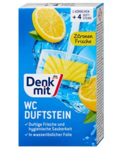 Viên thả bồn cầu Denkmit WC Duftstein Zitronen-Frische hương chanh, 4 viên