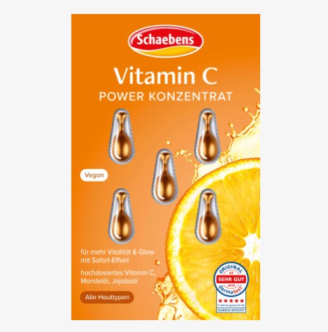 Viên nang Schaebens Vitamin C Power Konzentrat làm sáng da, mềm nếp nhăn, 5 viên