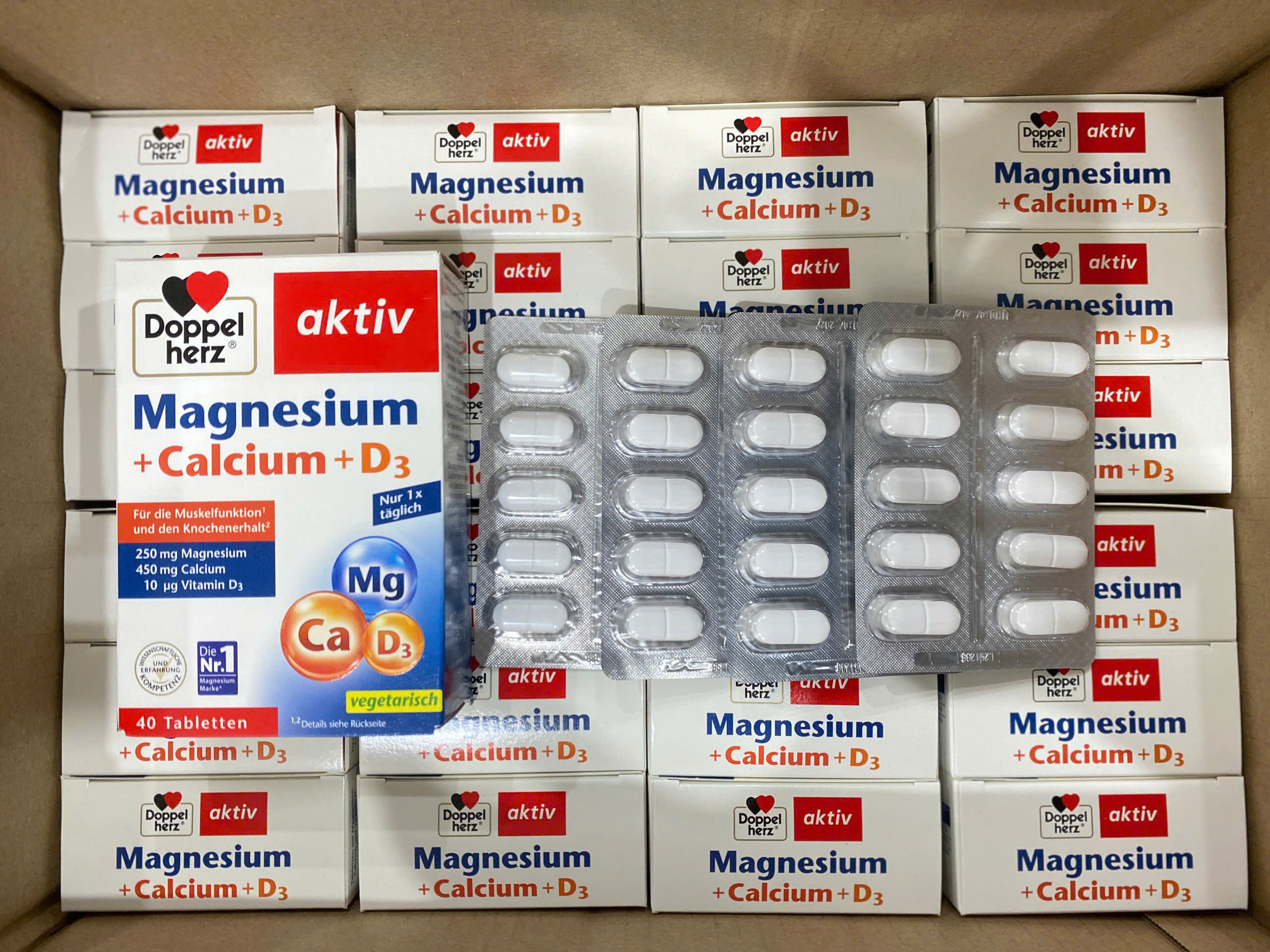 Viên uống Doppelherz Magnesium + Calcium + D3 Tabletten, 40 viên Viên uống Doppelherz Magnesium + Calcium + D3 Tabletten, 40 viên