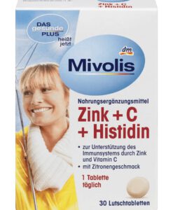 Viên ngậm Mivolis Zink + C + Histidin bổ sung kẽm và vitamin C, 30 viên