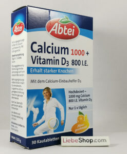 Viên nhai bổ sung canxi Abtei Calcium 1000 + vitamin D3 800 I.E., 30 viên