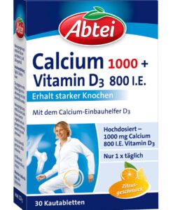 Viên nhai bổ sung canxi Abtei Calcium 1000 + vitamin D3 800 I.E., 30 viên