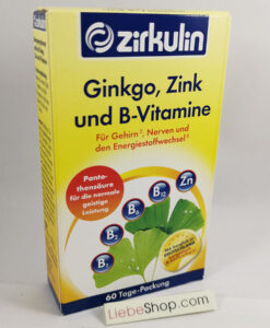 Viên uống bổ não Zirkulin Ginkgo Zink und B-Vitamine, 60 viên