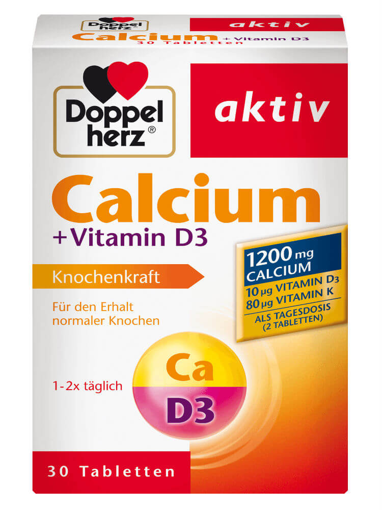 Viên uống bổ sung canxi Doppelherz Calcium + Vitamin D3 1200mg, 30 viên