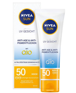 Kem chống nắng NIVEA SUN UV Gesicht Anti-Age mit Q10 chống lão hóa, 0% nhờn LFS50, 50 ml
