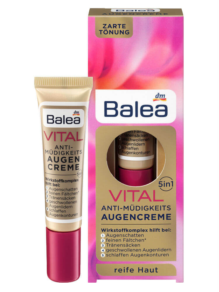 Kem dưỡng da vùng mắt Balea Vital 5in1 Anti-Müdigkeits Augencreme, 15 ml